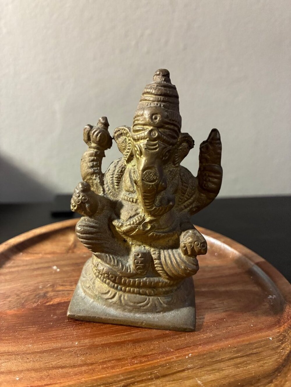 Vintage Solid Brass Ganesha Ganesh Statue Hindu Elephant Deity India 3” 10.3 oz
